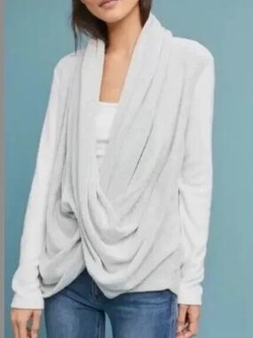 Anthropologie Saturday Sunday Draped Criss Cross Sweatshirt Gray, size M, EUC